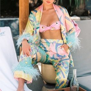 OCEANUS FEATHER SILK BLAZER SMALL